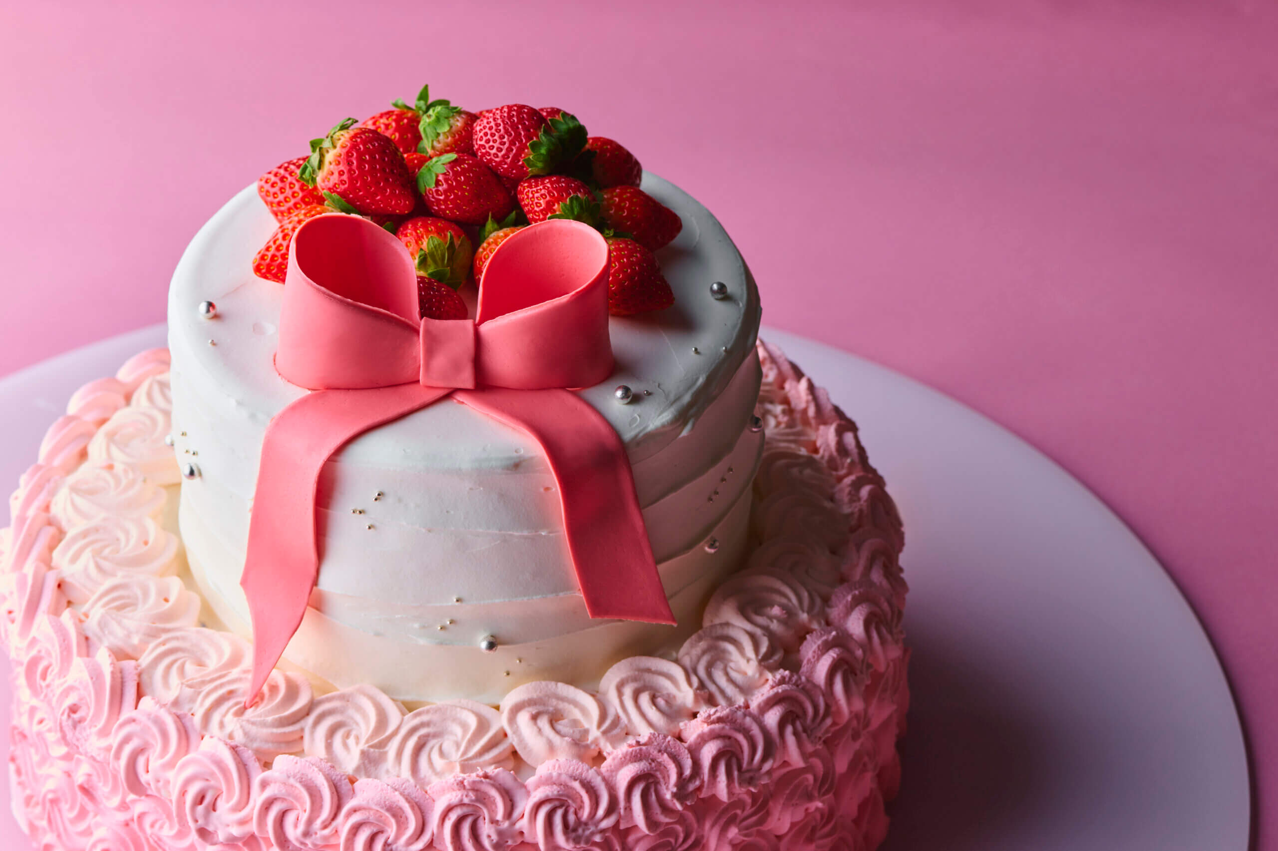 2段のウェルカムケーキは冬仕様に変身