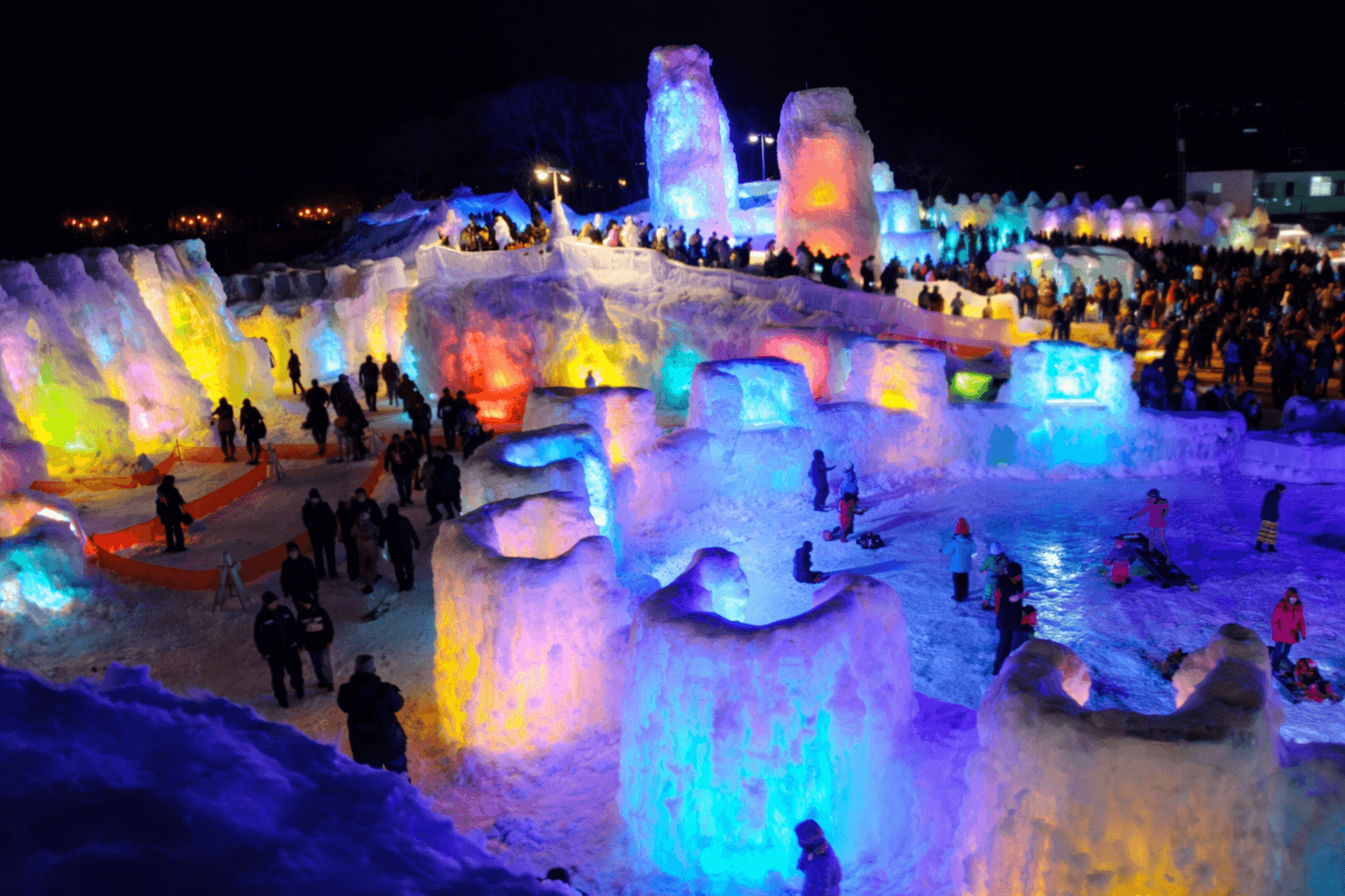 【1月31日より】ライトアップ支笏湖氷濤まつりコース【日本語ガイドコース】