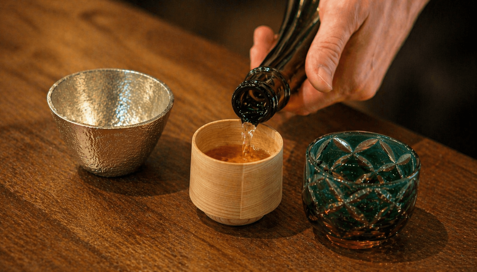 酒器を変えると、日本酒の表情も変わる。<br />
『日本酒テイスティング体験』<br />

